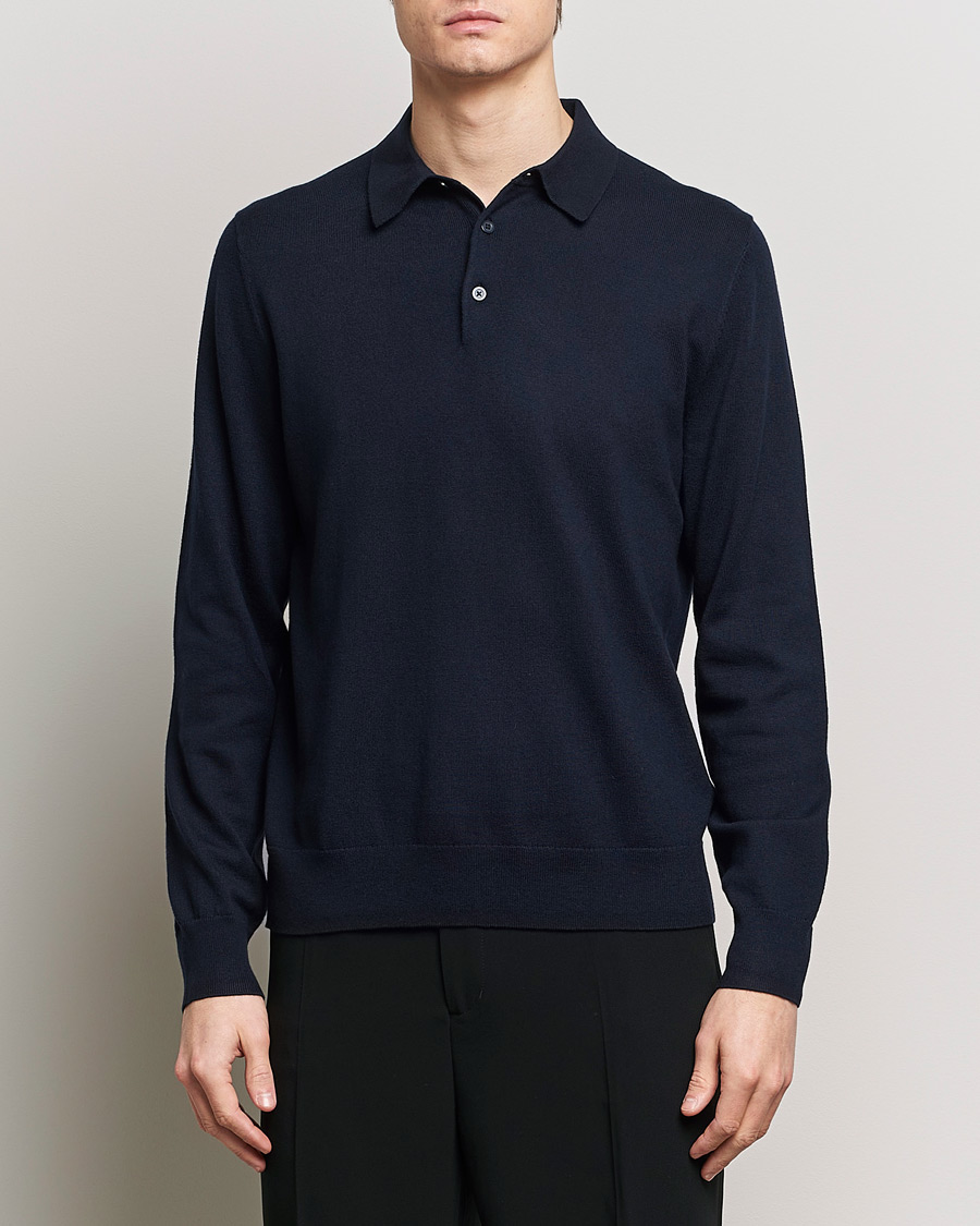 Filippa K Knitted Polo Shirt Navy