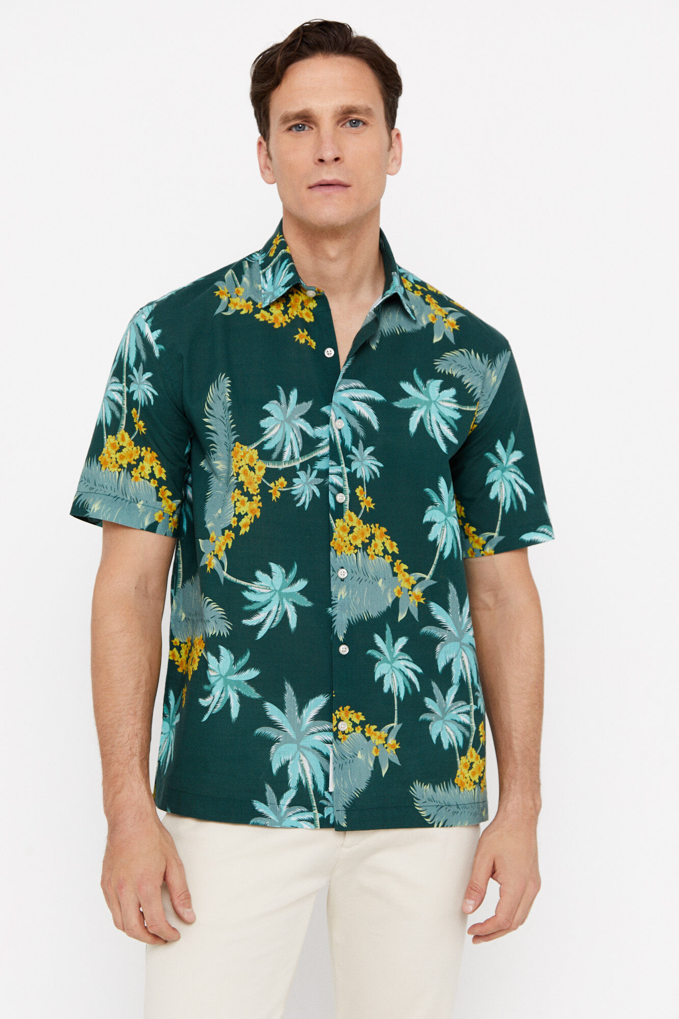 Camisa estampada de manga curta - Verde