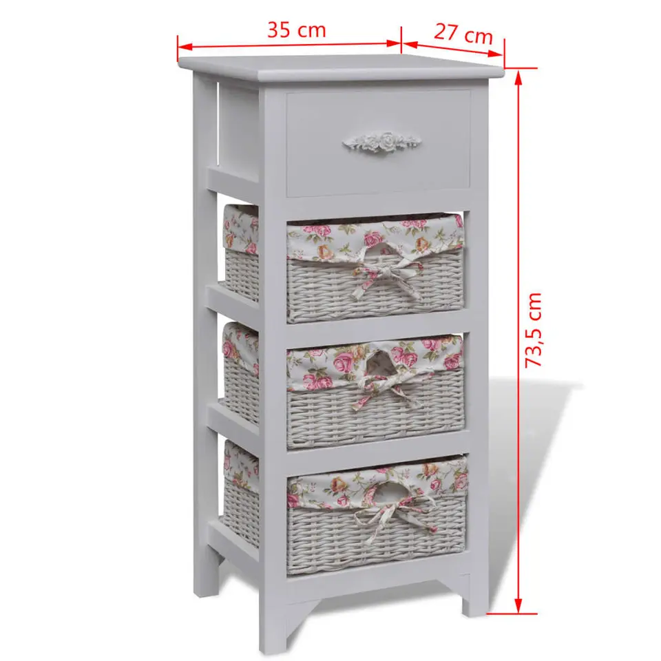 vidaXL - Kast - Wit - Hout - 35 x 27 x 73.5 cm