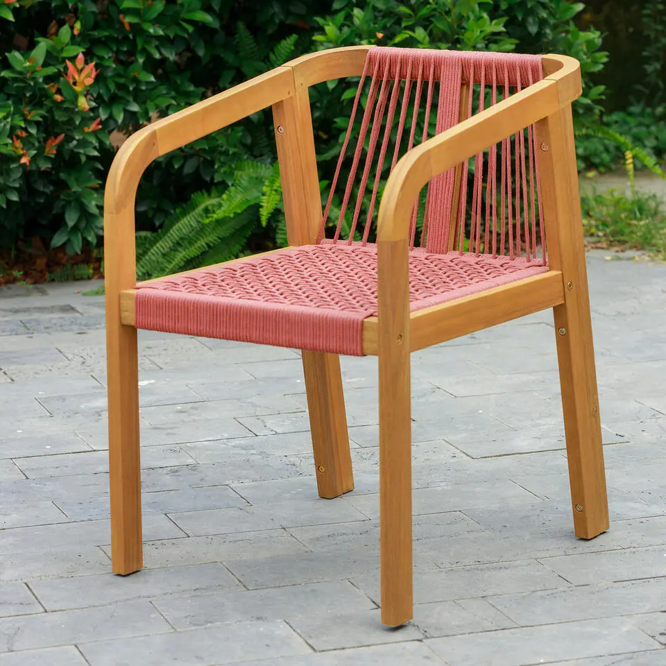 Set van 2 stoelen voor binnen en buiten van massief hout beige roze