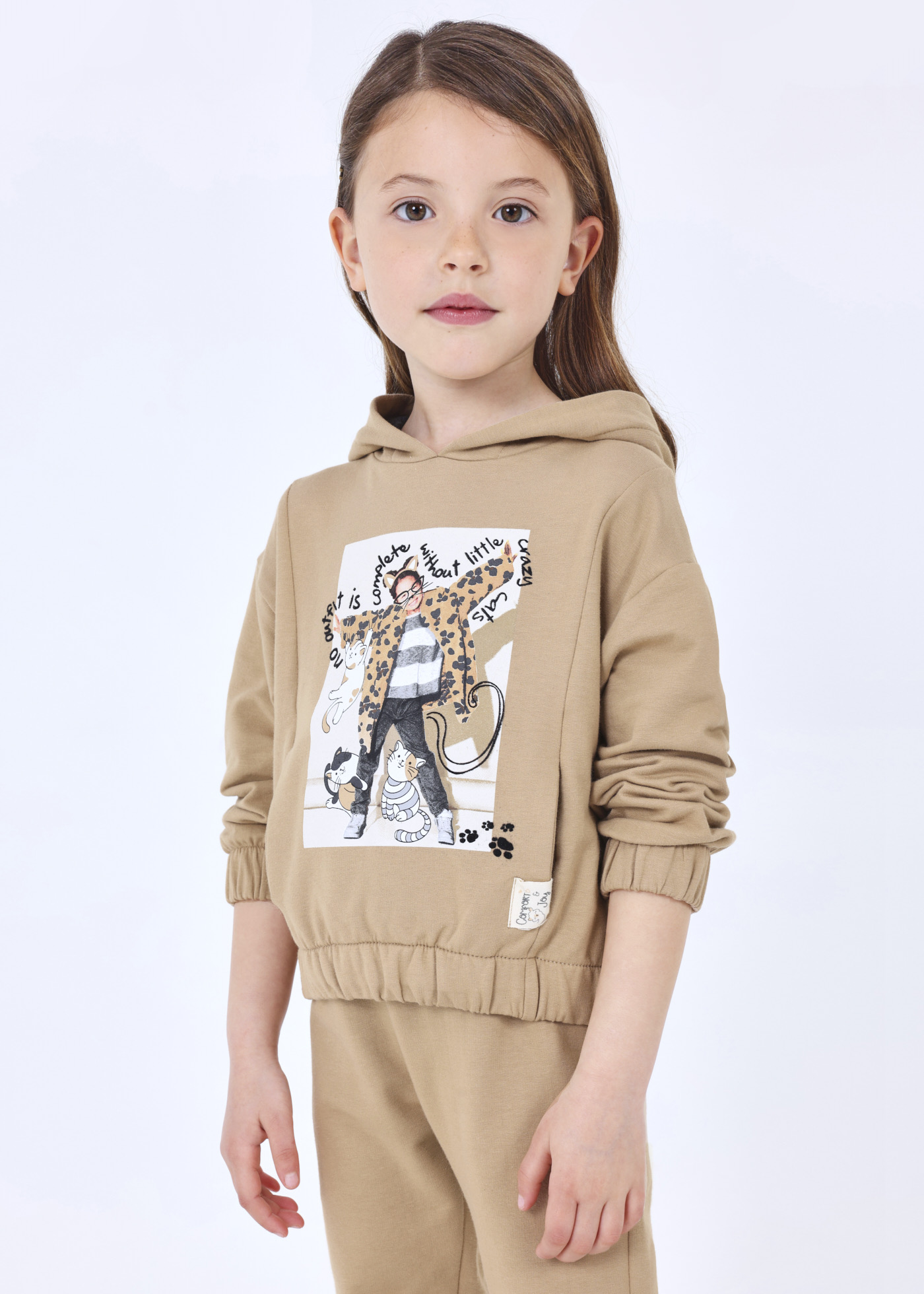 Conjunto de moletom de algodão de duas peças para meninas