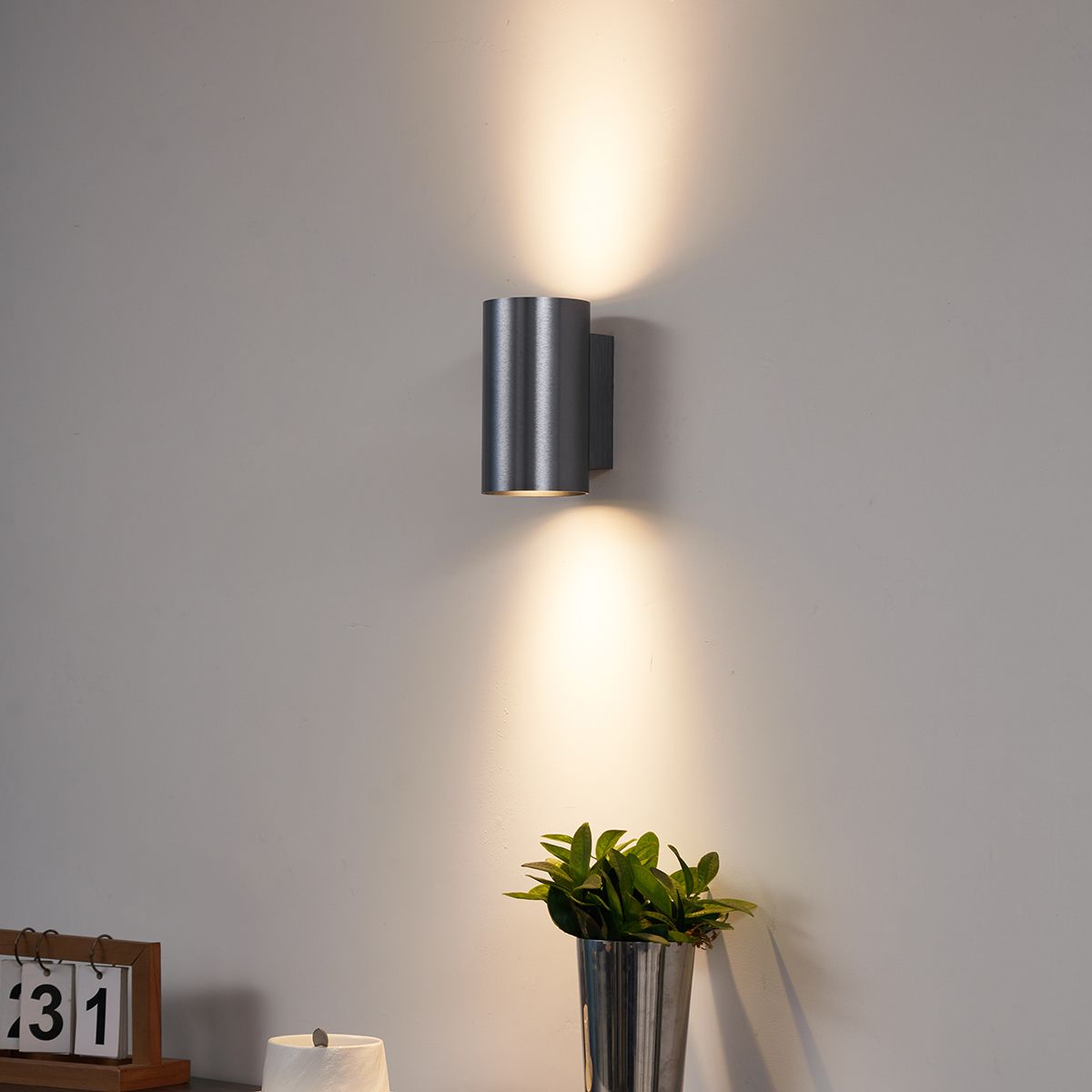 Moderne wandlamp gunmetal rond 2-lichts GU10 50mm - Sandy