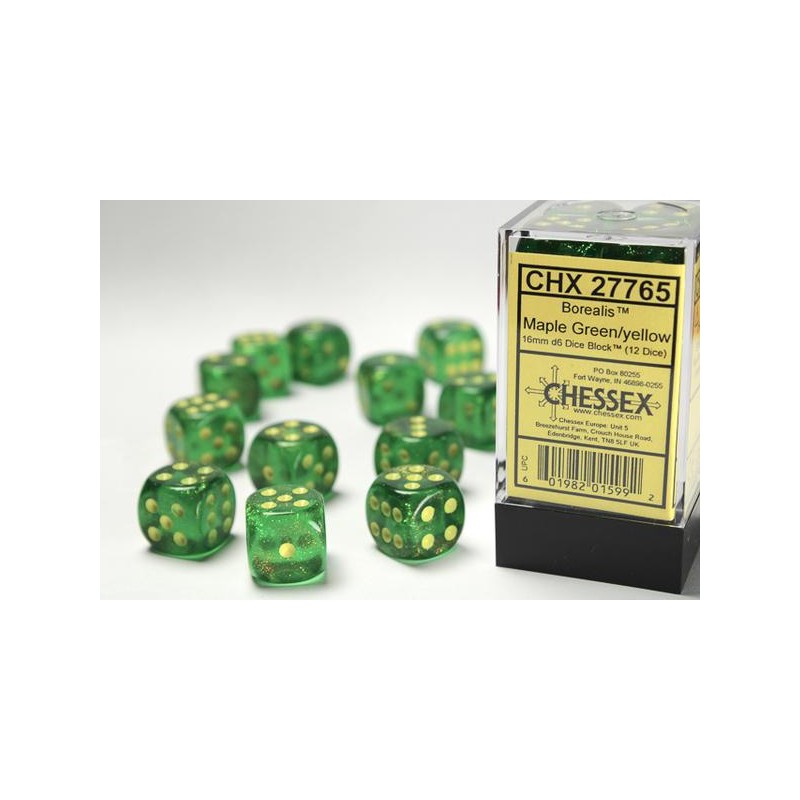 Boîte de 12 dés 6 * Borealis Maple Green
