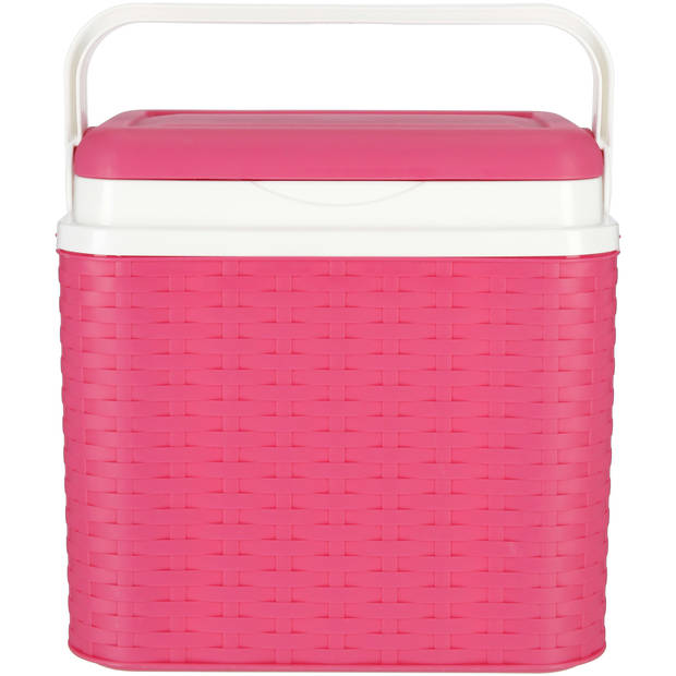 Koelbox rotan look - fuchsia - 10L