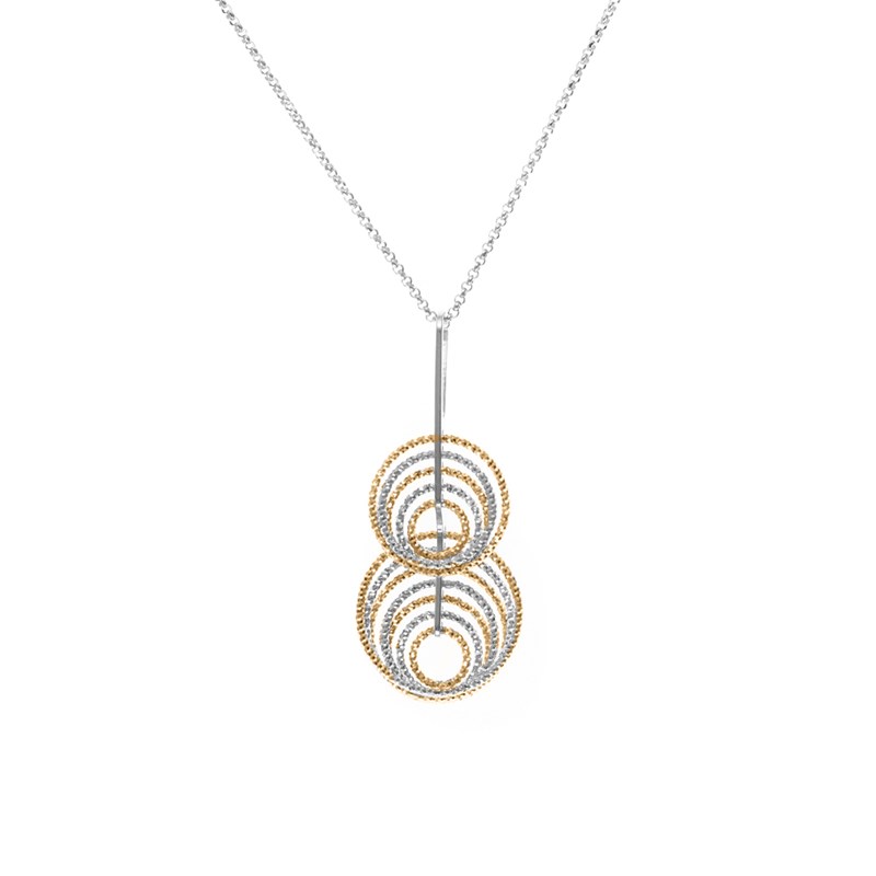 Collier Femme Spirale Vertige Argent Rhodié Doré Diamanté