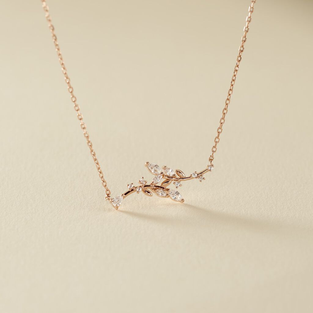 Collier Wendy Argent Rose Oxyde De Zirconium