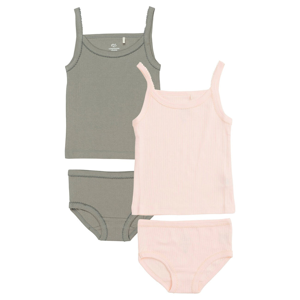 Køb COPENHAGEN COLORS Grey/ Soft Pink Comb. Rib Jersey 2Pack Stroptop og Underbukser