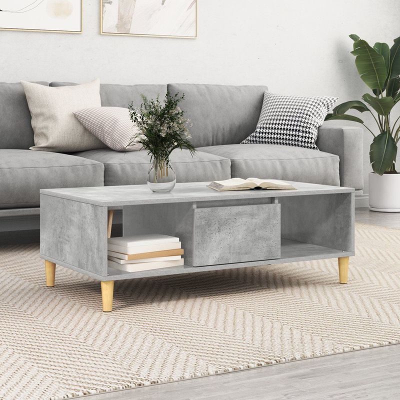 vidaXL - Salontafel - Betongrijs - Bewerkt Hout - 103.5 x 60 x 35 cm