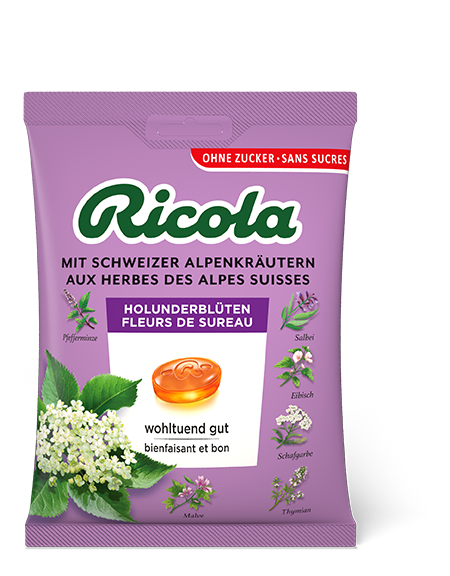Ricola Kräuterbonbons Holunderblüten ohne Zucker mit Stevia Btl 125 g