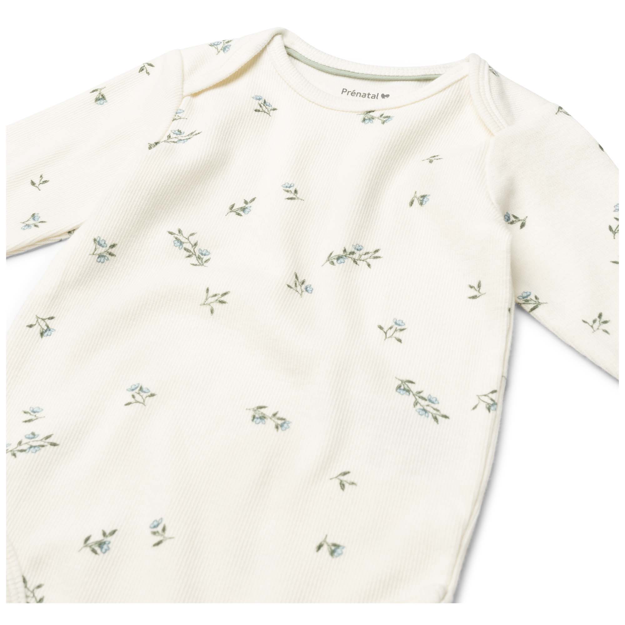 Prénatal romper romantic rib lange mouwen bloemen wit