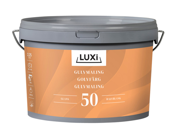 Gulvmaling acryl hvid 2,25 liter - Luxi