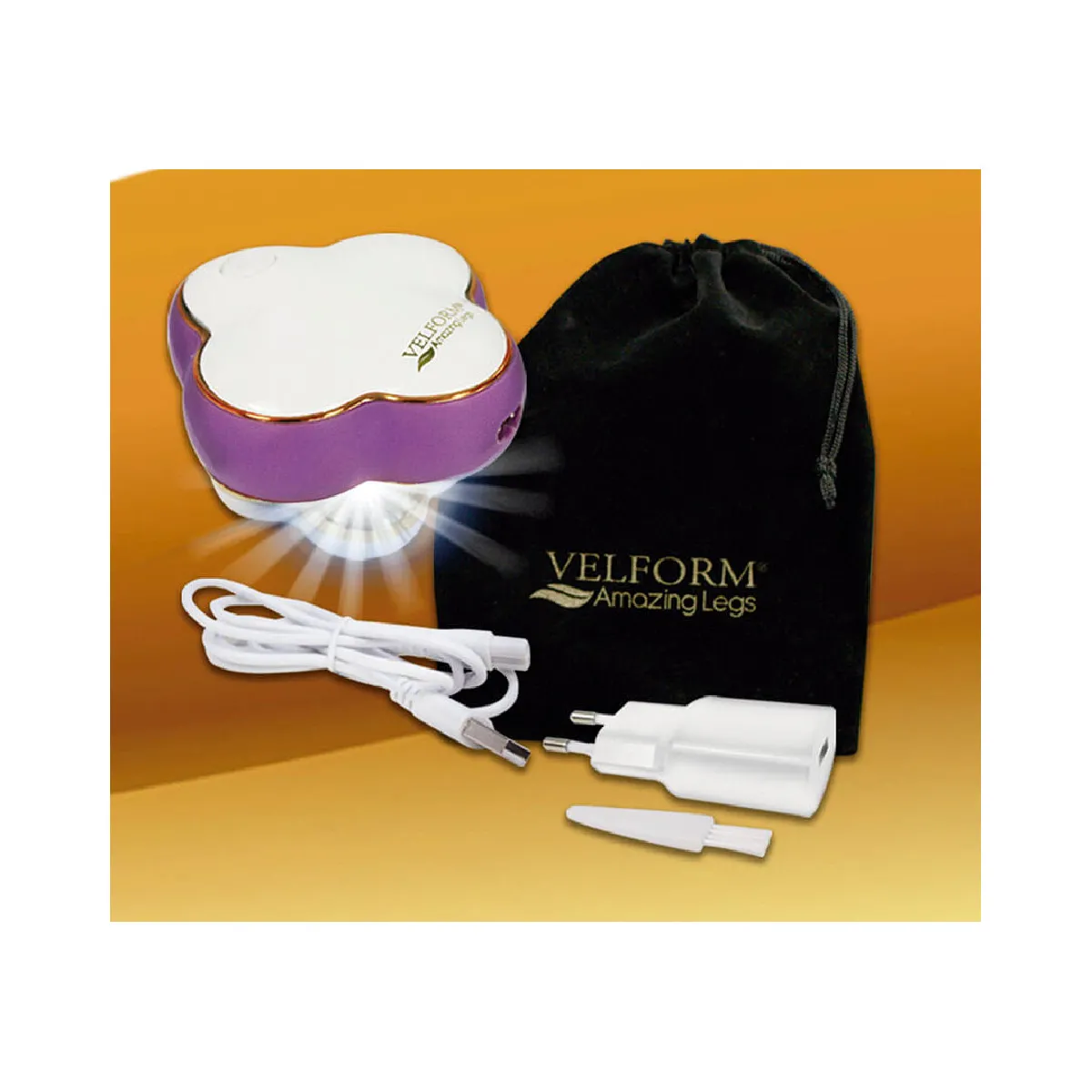 Venteo - Epilateur jambes - VELFORM AMAZING LEGS - Violet - Adulte - Lumières LED - Forme ergonomique - Précision maximale