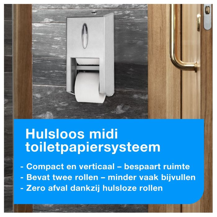 Tork 472019 T7 Twin Hulsloos Mid-size Toiletdispenser RVS T7 (472019)