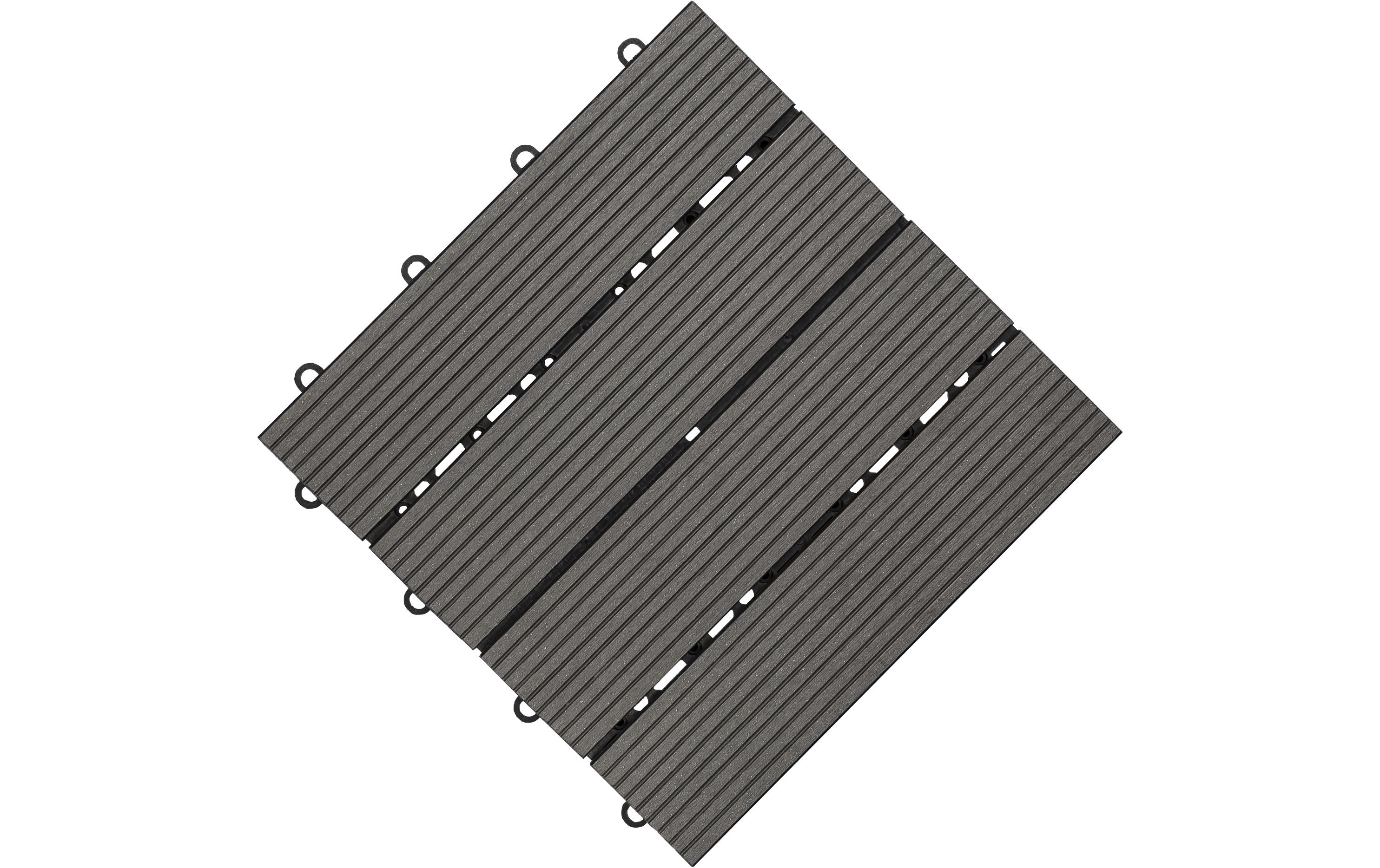Balkon-& Terrassenplatten WPC anthrazit 30 x 30, 6 Stk.Bodenplatte aus Holz-Kunststoffgemisch