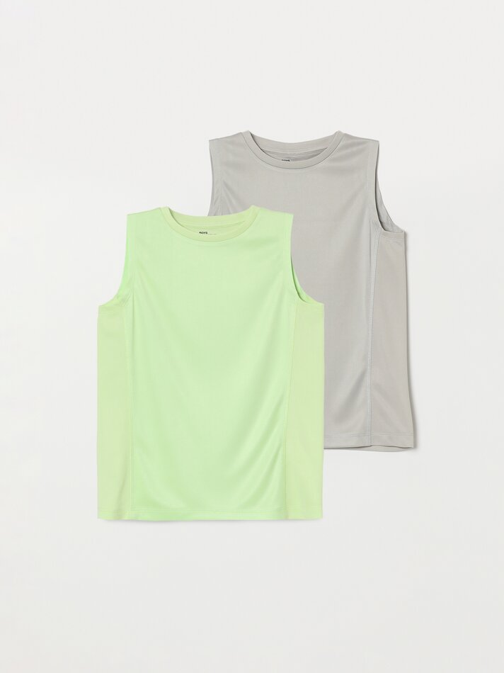 Pacote com 2 camisetas esportivas sem mangas - Amarelo Fluorescente