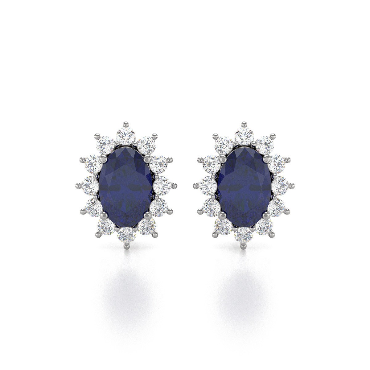 Boucles d'oreilles ADEN Marquise Saphir et Diamants sur Argent 925 1.4grs