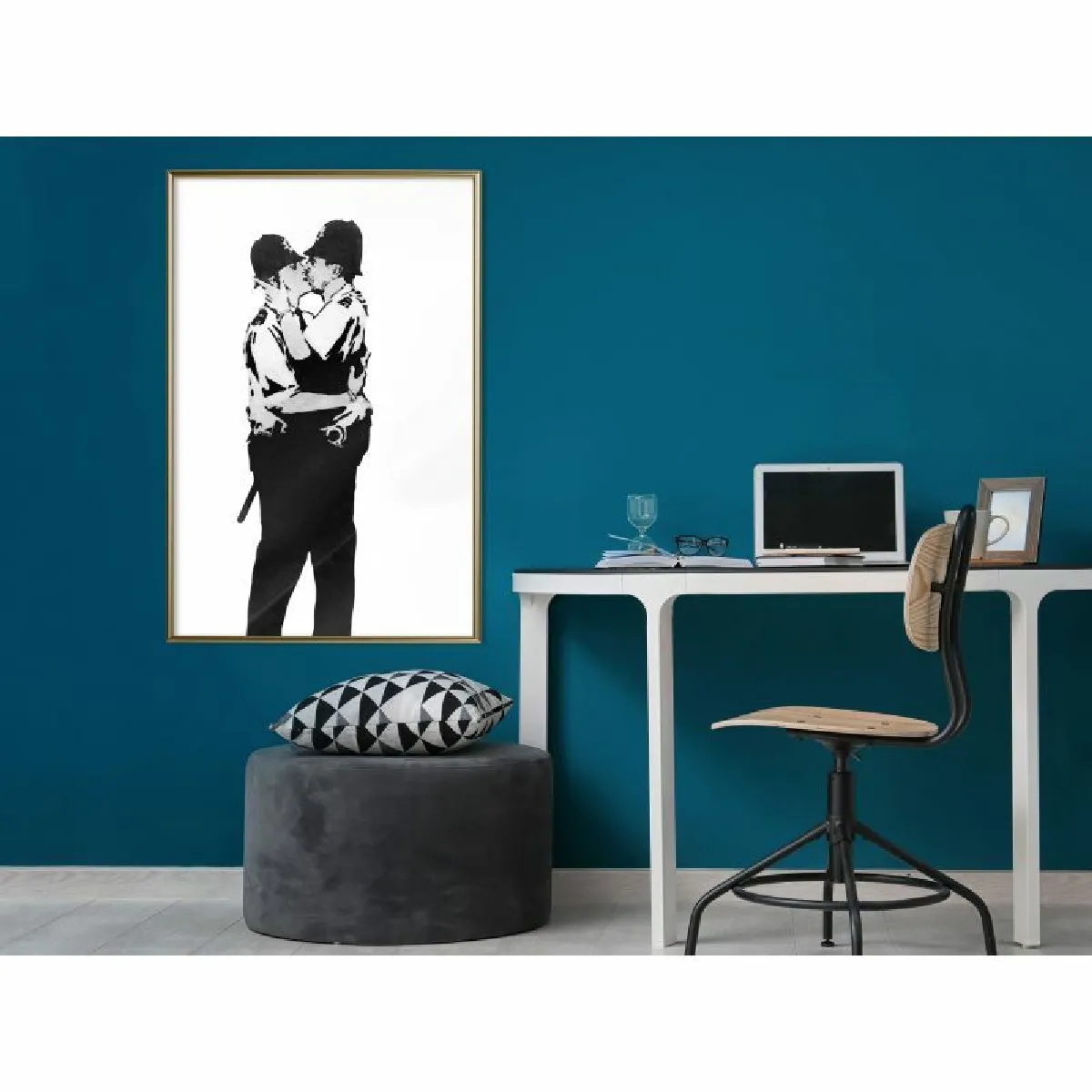 Paris Prix Affiche Banksy Kissing Coppers I - Or