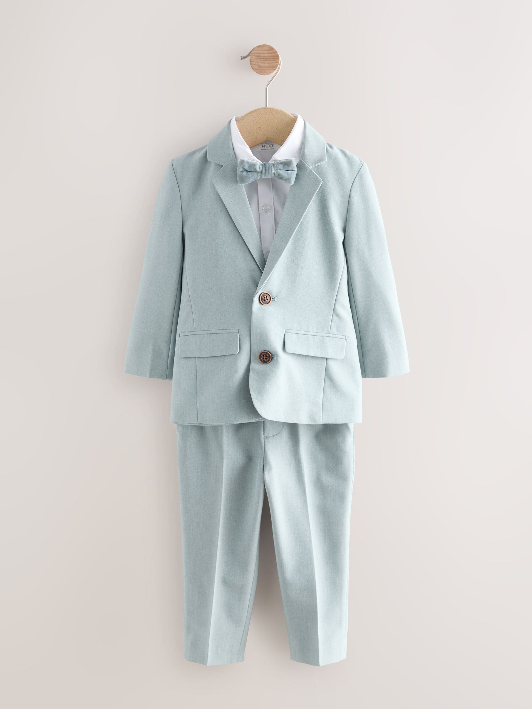 Blauw - Set van blazer, overhemd, broek en vlinderstrik (3mnd -9jr)