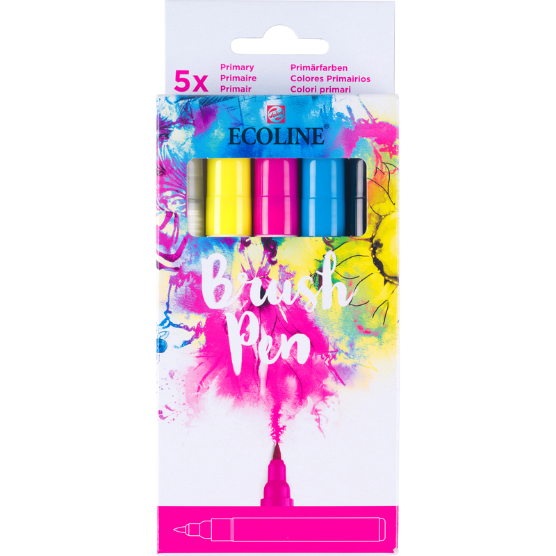 Ecoline Pinselstifte Brush Pen, Primär, 5 Stück, assortiert