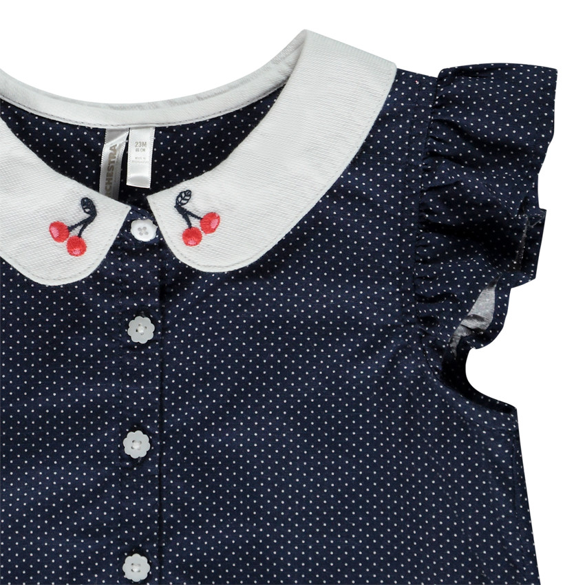 Chemise sans manches nouée à pois pour bébé fille