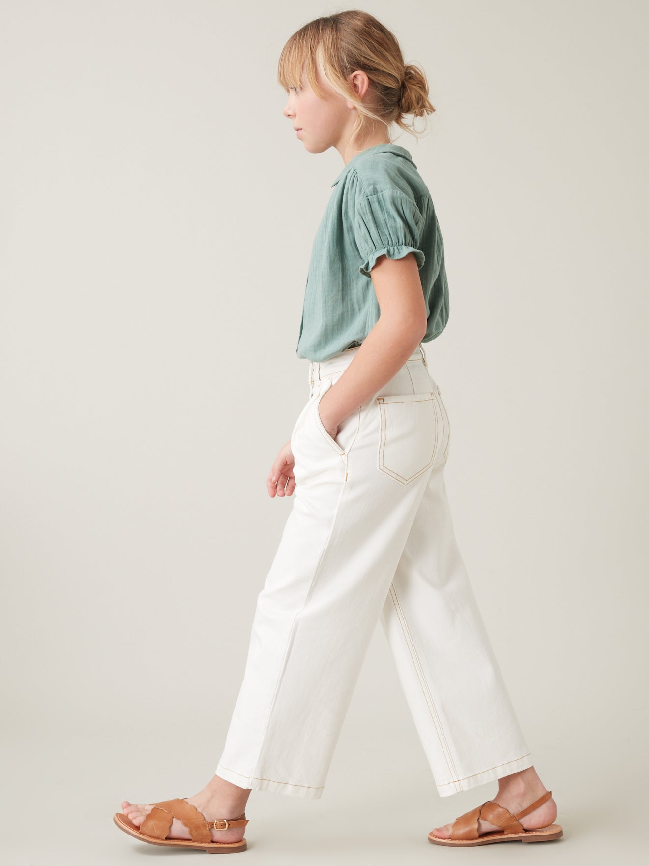 Pantalon Fille large en denim