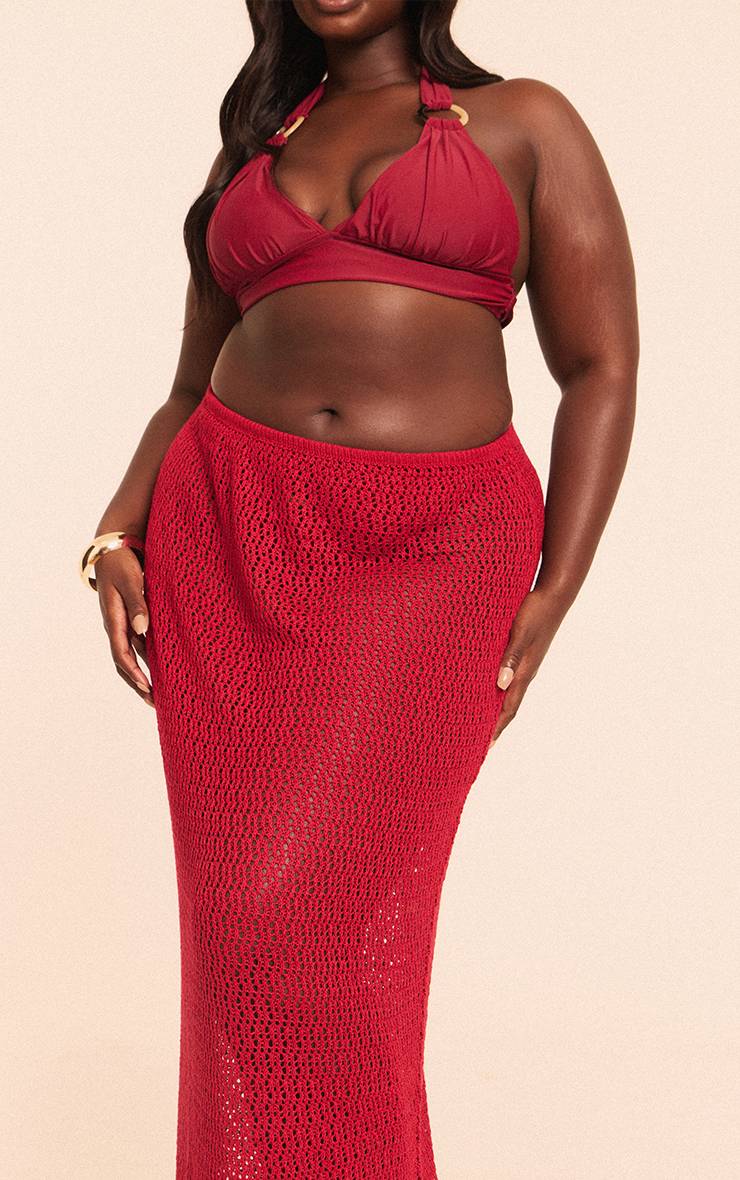 Rouge Bordeaux Jupe De Plage Maxi En Crochet Grande Taille