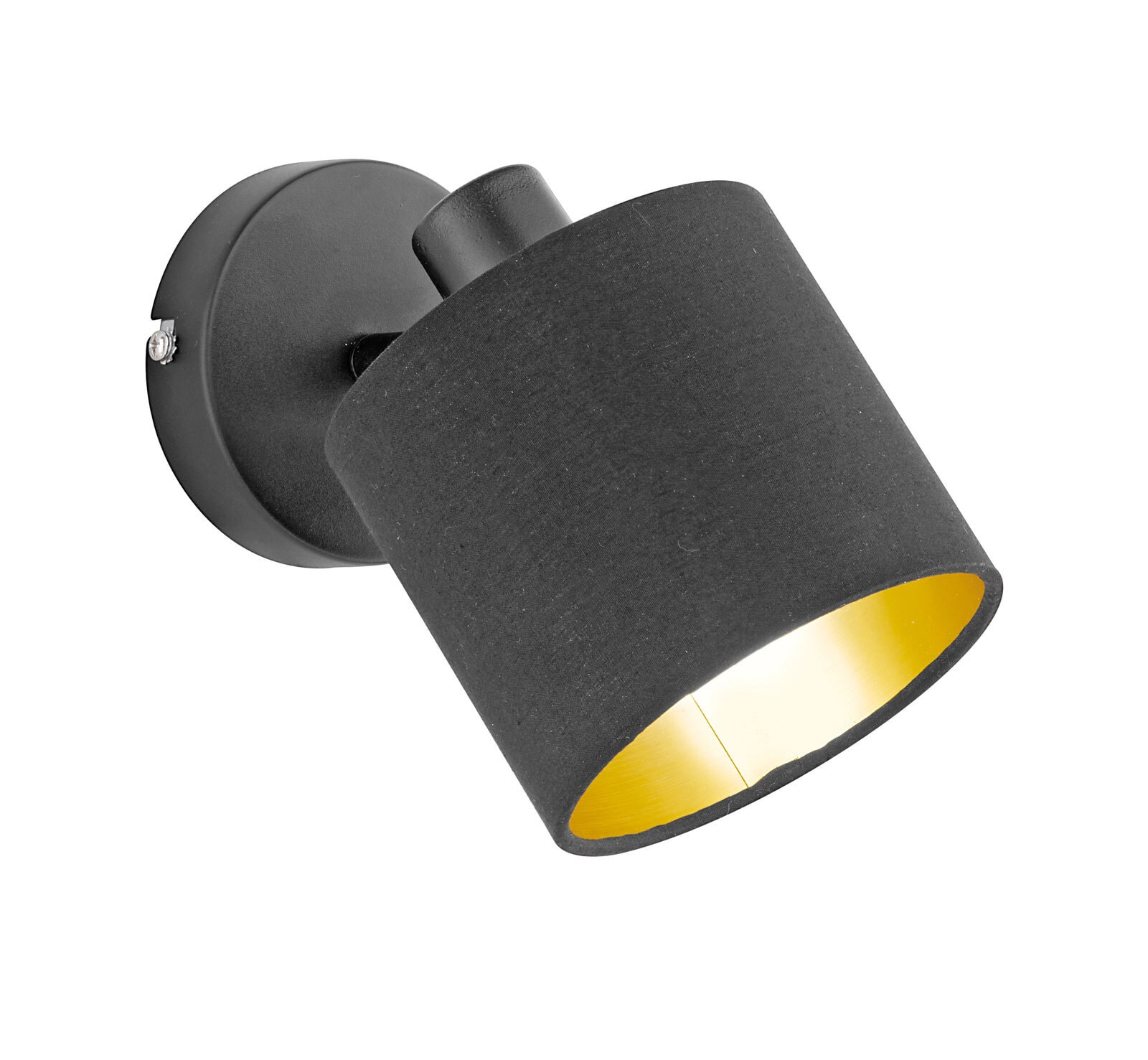 Retrofit Wandlampe mit Spot Tommy schwarz goldfarbig 12x19cm 17,6cm Metall Textil verstellbar