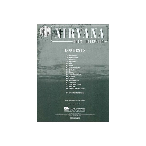 Hal Leonard Nirvana Drum Collection