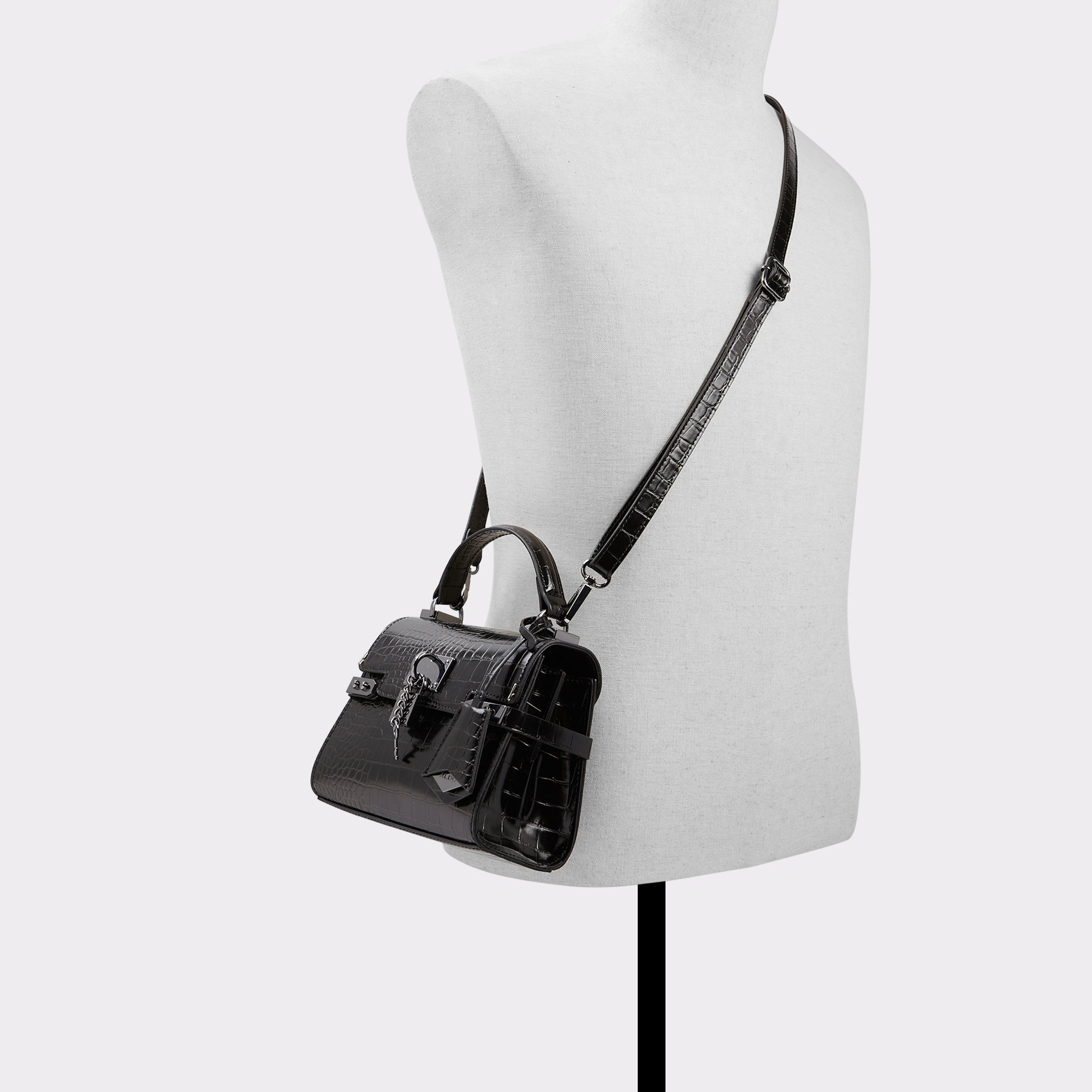Vontessa Black Synthetic Croco Women Mini Bags