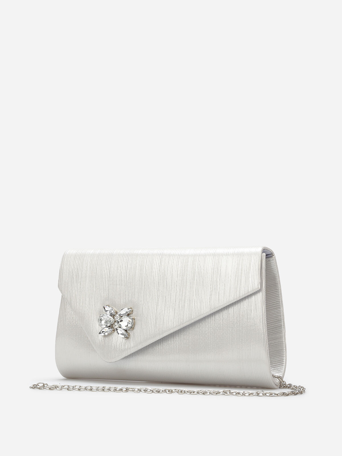 Pochette asymétrique à strass- Argenté