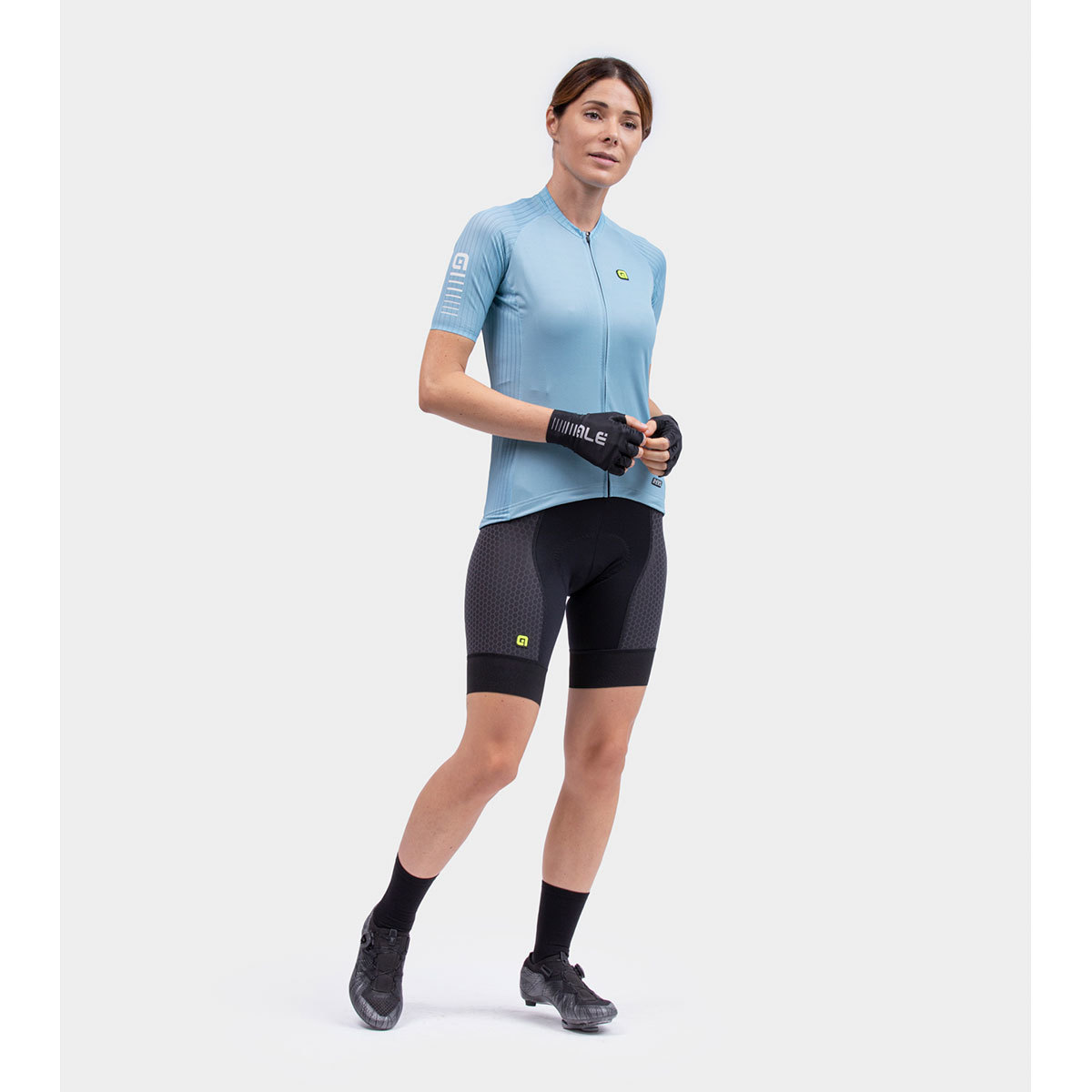 Ale R-EV1 Silver Cooling Fietsshirt Korte Mouwen Lichtblauw Dames