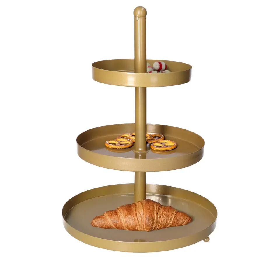 Etagere - goud - metaal - 3-laags - 25 x 35 cm - hapjes/high tea