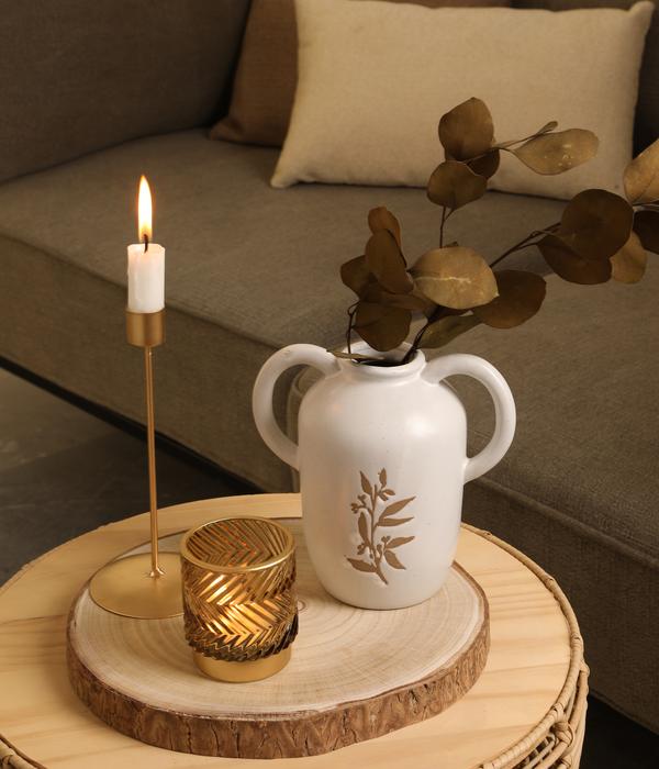 Dehner Tischdeko-Set, weiß/gold, 4-teilig