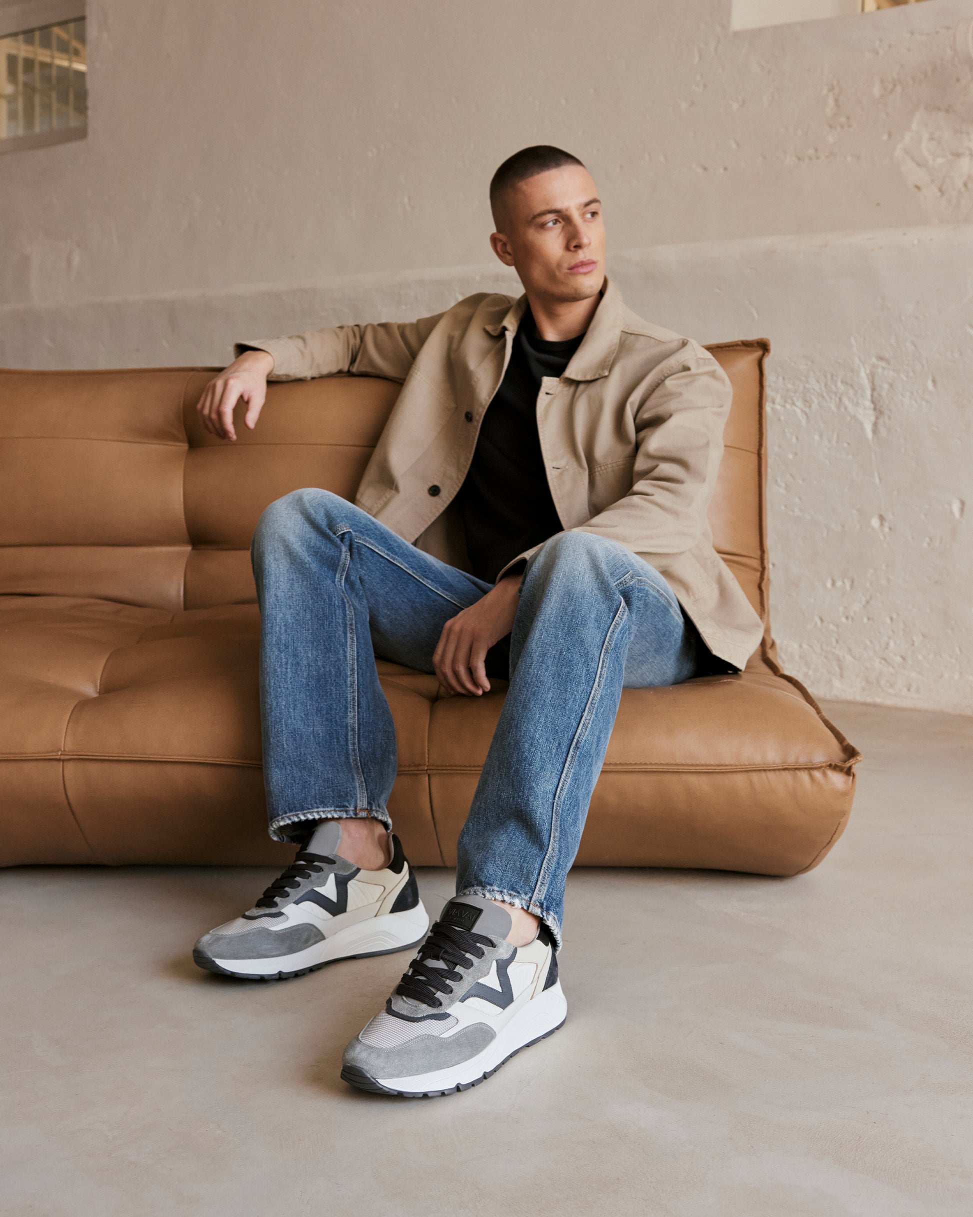VIA VAI grijze heren sneakers Owen Cody