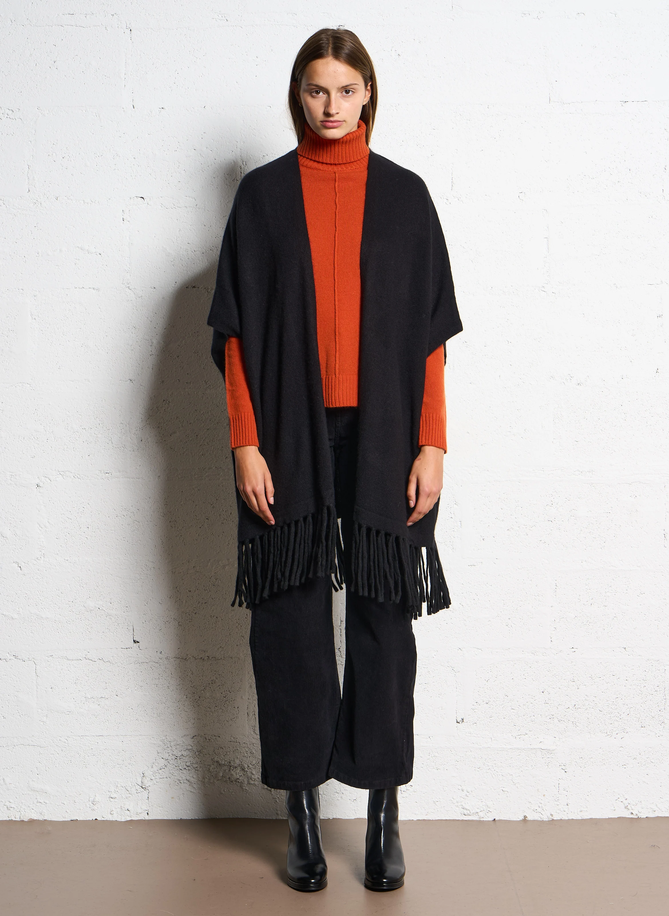 GWENNYX - Cardigan à franges en cachemire | Noir