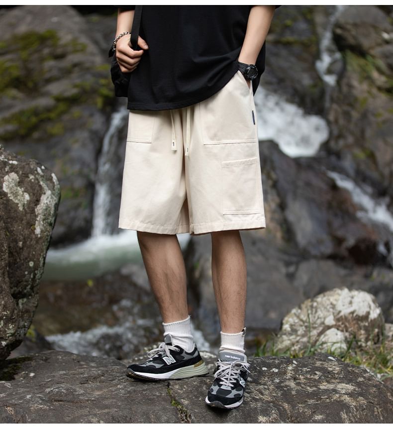 Really Point - Mid Rise Plain Cargo Shorts