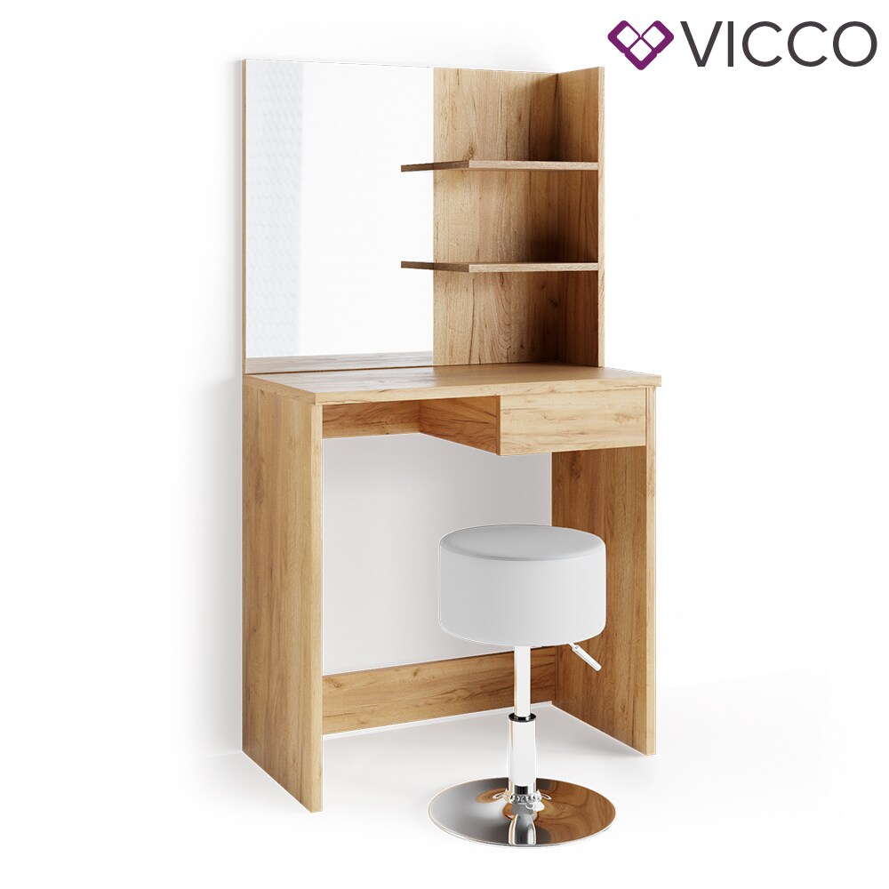VICCO Schminktisch DEKOS Frisiertisch Frisierkommode Kosmetiktisch Eiche Hocker