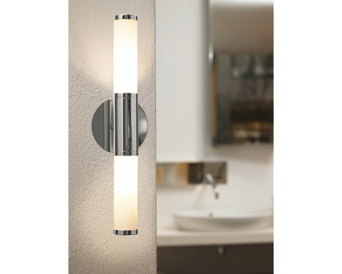 Wandlamp IP44 2-lichts L 46 cm Palmera chroom/wit