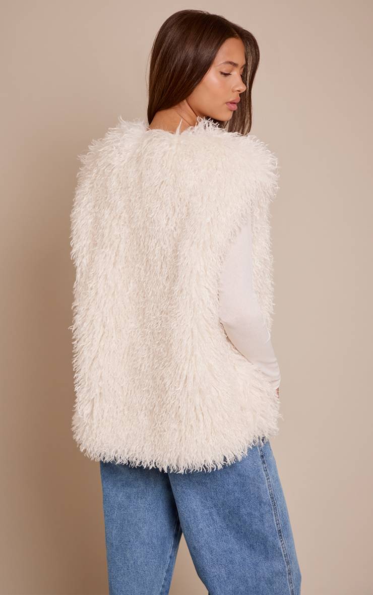 Crème Gilet Sans Manches En Synthétique Mongolienne