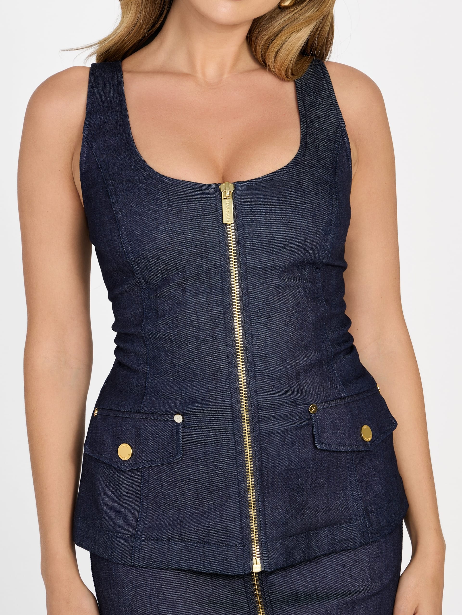 Top corset jeans com zíper