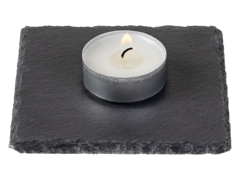 COCON Kerzenuntersetzer 10 x 10 cm, Schiefer, Schwarz, 4 St Untersetzer aus Schiefer für Kerzen
