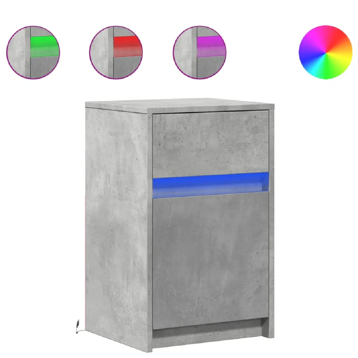 vidaXL Tables chevet LED Gris Béton