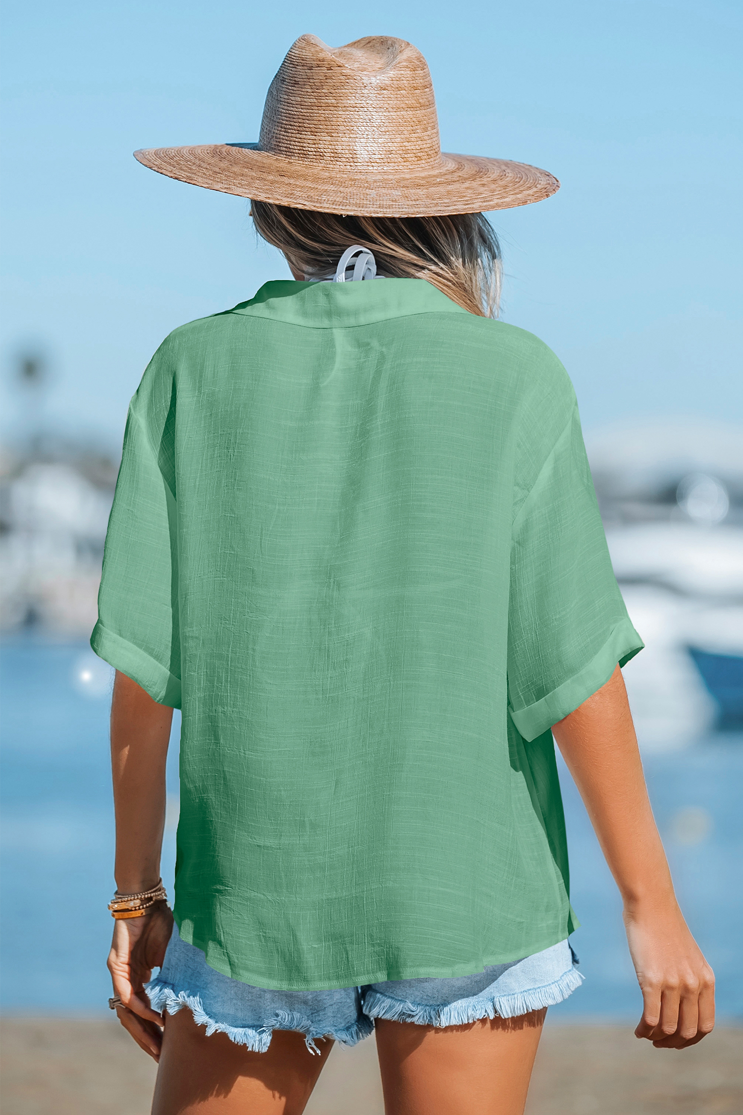 Chemise cover up avec col en V et boutons