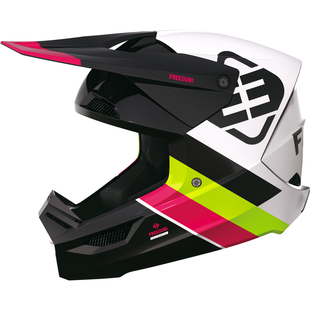 Freegun - Casque enfant XP4 Kid Rainbow Blanc brillant / Noir Brillant / Rose / Jaune