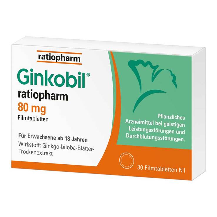 Ginkobil ratiopharm 80mg mit Ginkgo biloba, 30 St