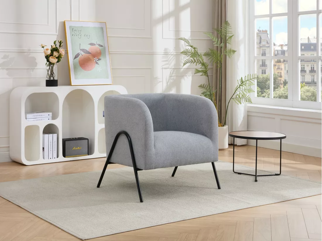 Fauteuil en tissu gris BLINODA