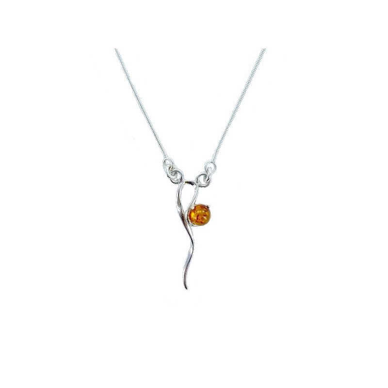 Collier argent 925 Ambre veritable de la mer Baltique