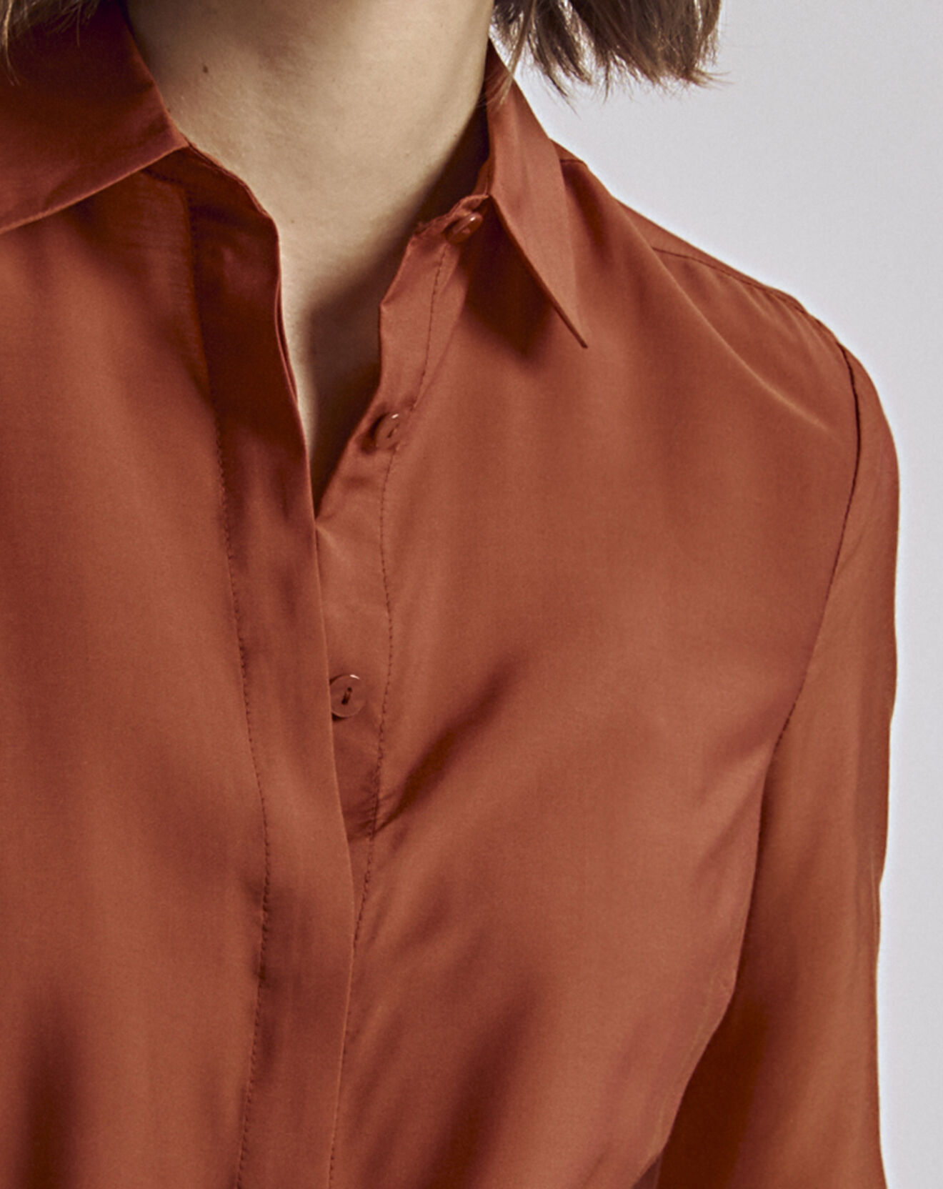 Devernois Chemise en Soie mélangée Coulis rouge terracotta