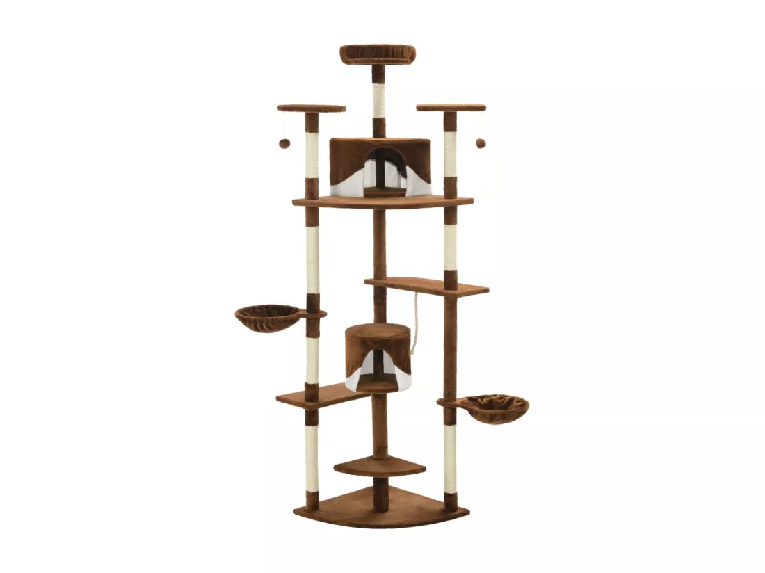 Arbre à chat avec griffoirs en sisal 203 cm Marron et Blanc