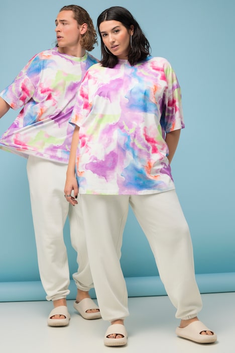 Oversize-Shirt, Farbverlauf, Rundhals, Halbarm, Unisex